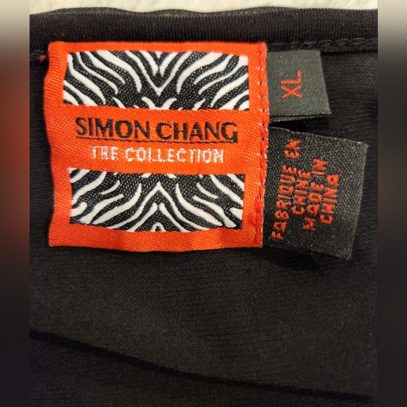 Simon Chang Black Dress with Chiffon Overlay - Picture 10 of 12